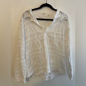 Dylan White Textured Women's Blouse